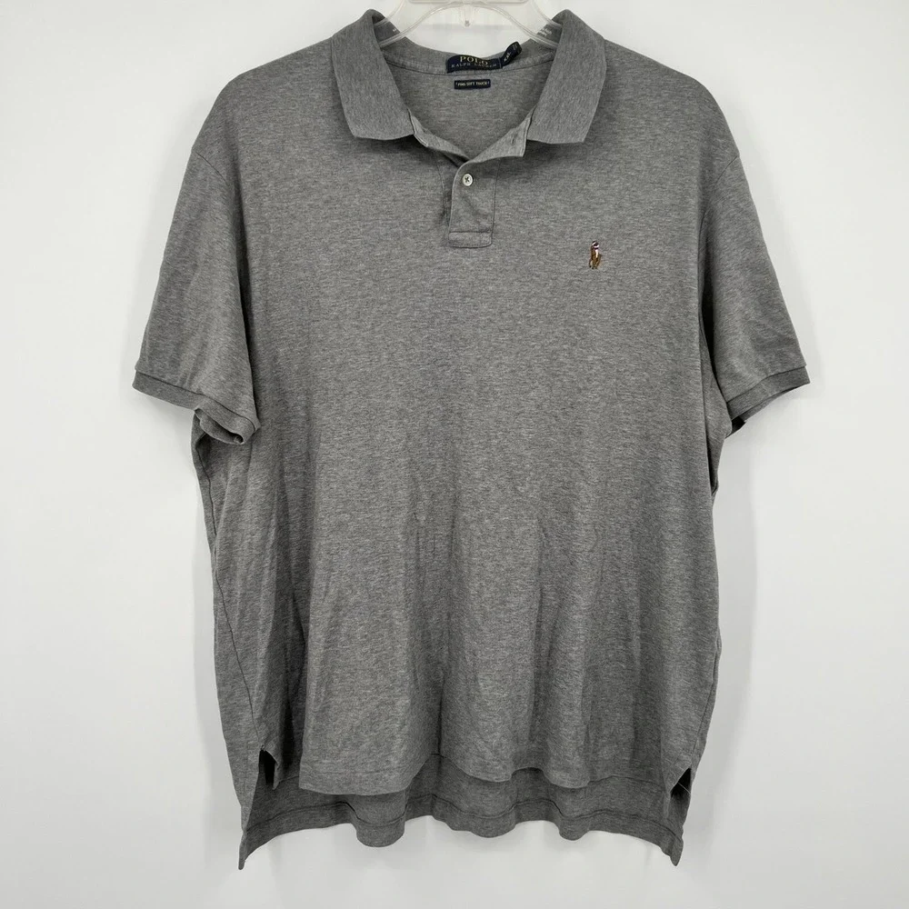 Polo Ralph Lauren Mens XXL Gray Pima Soft Touch Cotton Short Sleeve Polo Shirt